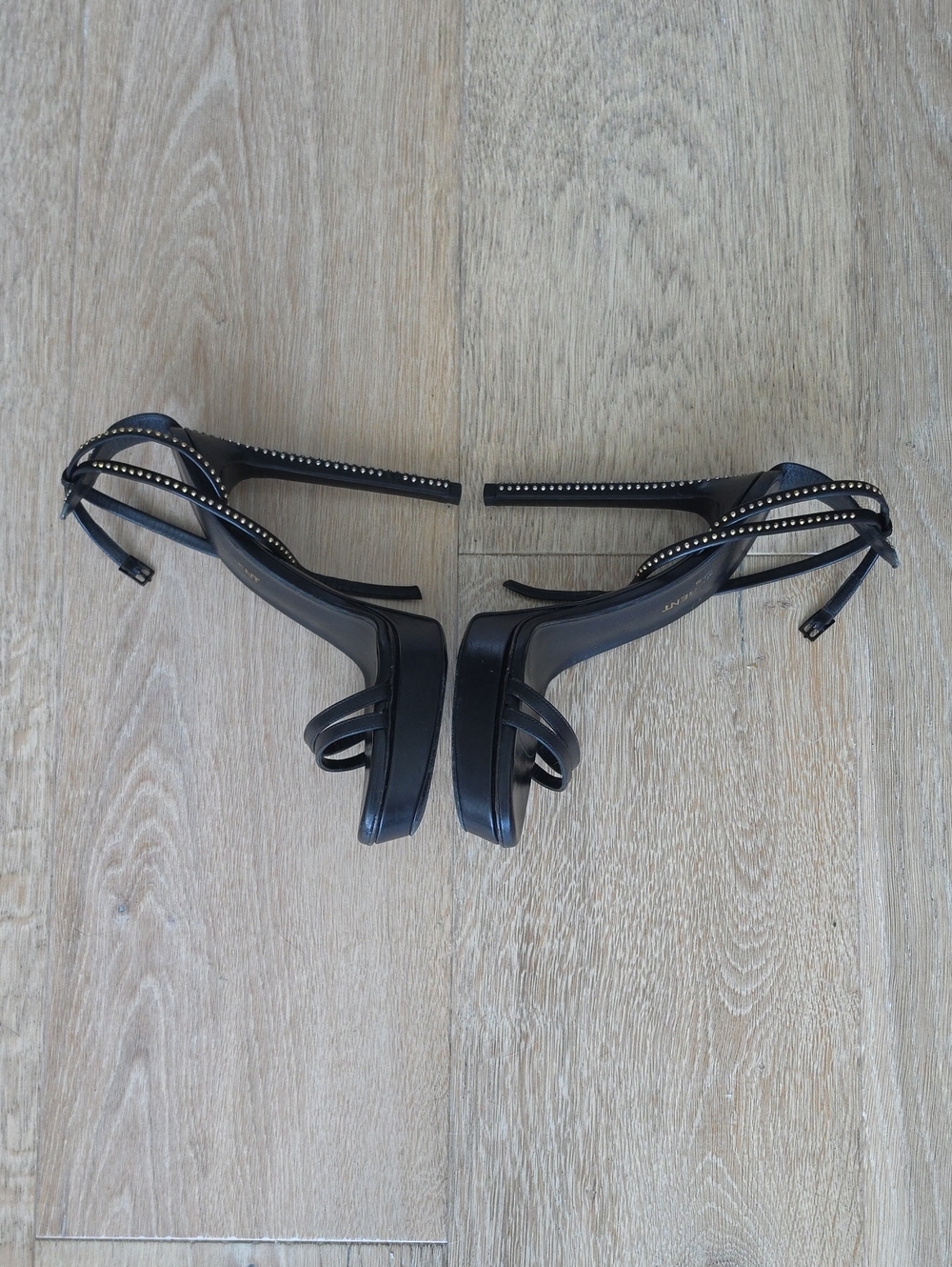 Saint Laurent 'Jane' Double Strap Studded Sandals - Picture 2 of 11
